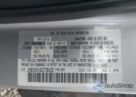 2016 Mazda Cx-5 Grand Touring from USA, damaged, VIN JM3KE4DY4G0795430